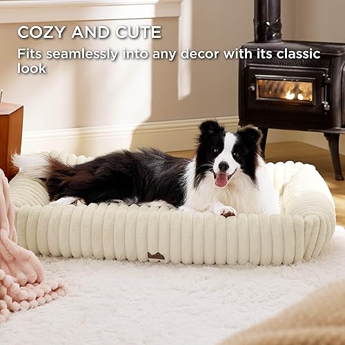 Miniatura 4 de Bedsure Linda cama para perros extra grandes, camas lavables y peludas XL para mascotas, camas rectangulares ortopédicas de forro polar de pana para