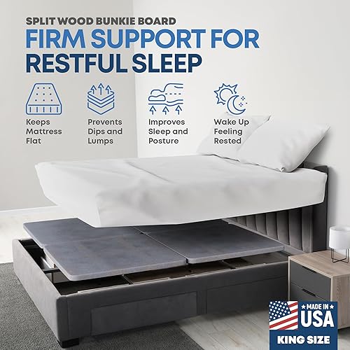 Miniatura 17 de Greaton, Tabla de madera dividida de 1.496 in de tamaño individual – 2 piezas debajo del colchón, cubierta de ventilación de tela – Sustituye