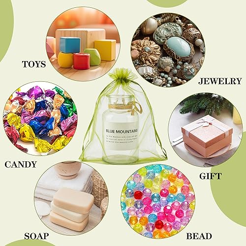 Miniatura 4 de YunKo 50 bolsas de organza de 6 x 9 pulgadas, bolsas de regalo con cordón, bolsas de regalo de malla, bolsas de organza transparente para recuerdos
