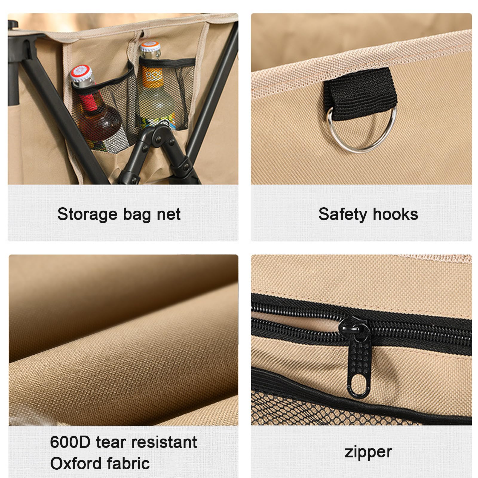 Zusammenklappbarer Faltwagen, Mehrzweckwagen mit Universalrädern und verstellbarem Griff, faltbarer Lebensmittelwagen für Outdoor, Garten, Camping, Einkaufen, Sport