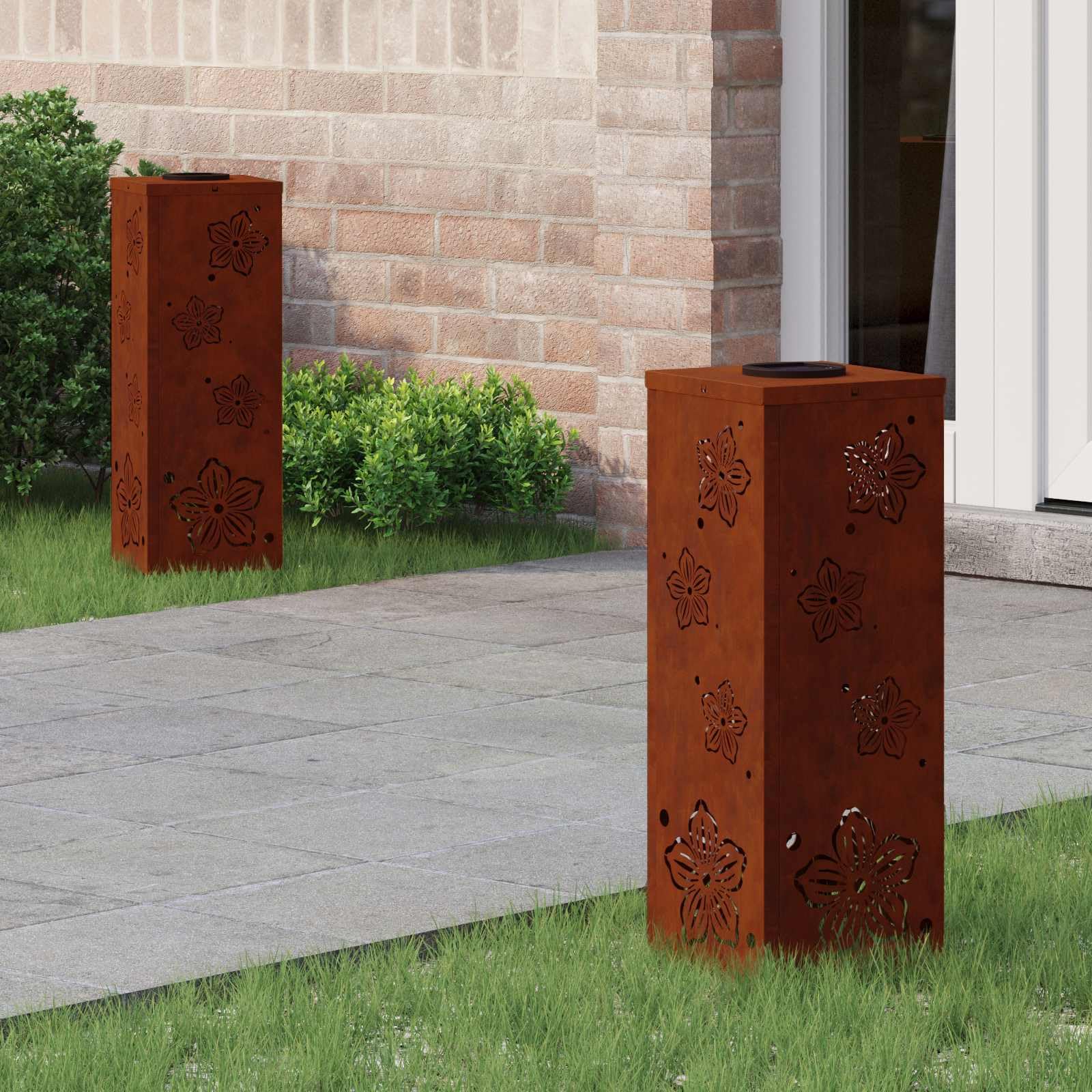 vidaXL Solar LED Weg Licht 2 Stk. Warmes Weiß 18 x 18 x 50 cm