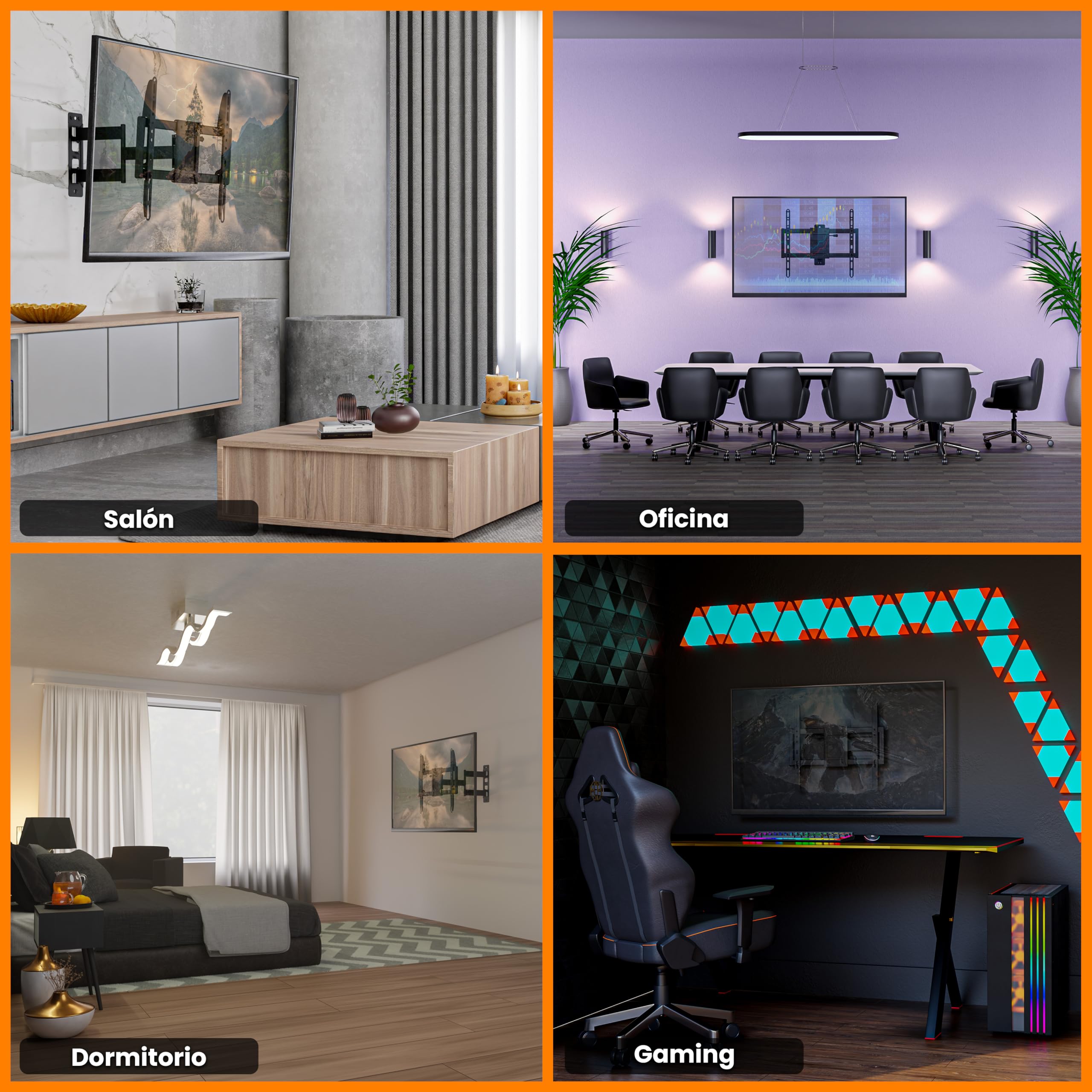 EasyLife ProMount HD75 Compact Soporte de Pared para TV Televisores de 32 a 75 Pulgadas Hasta 50KG, VESA 600x400mm – Diseño de un Solo Brazo, Giratorio e Inclinable para LED, LCD con Gestión de Cables
