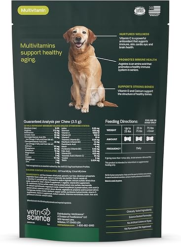 Vista 7 de VetriScience Senior 27+ - Masticables de salud activa, multivitamínico diario Canine Plus para perros mayores, vitaminas equilibradas, minerales