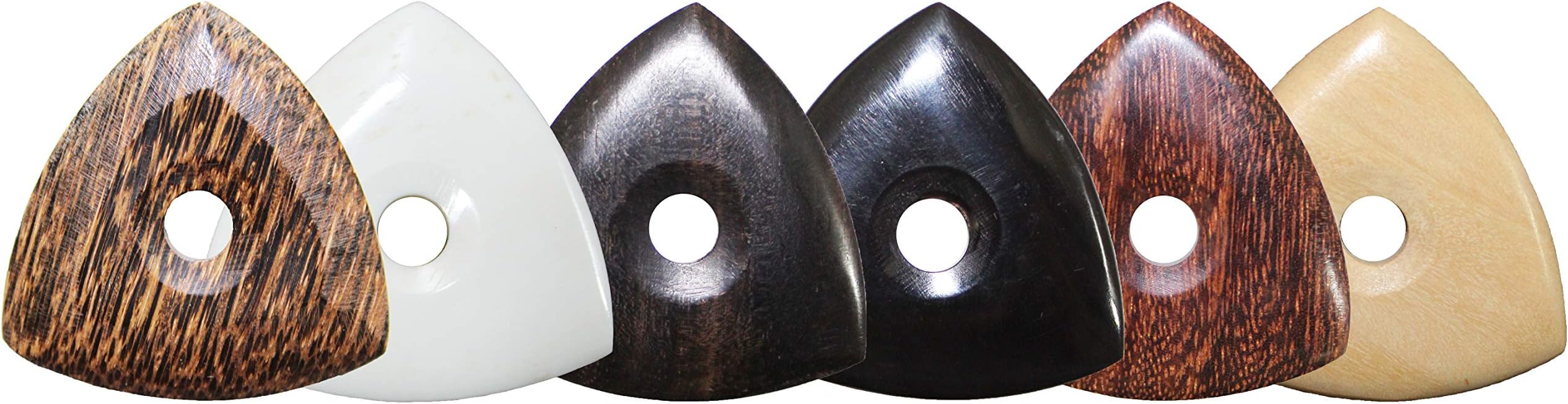 PICKMANN Tri-Tip Style Exotic Sampler Guitar Picks Plectrums Value Pack for Gypsy Jazz/Electric/Bass Guitar Made from Palmwood, Bone, Ebony, Horn, Tamarind & Haldu