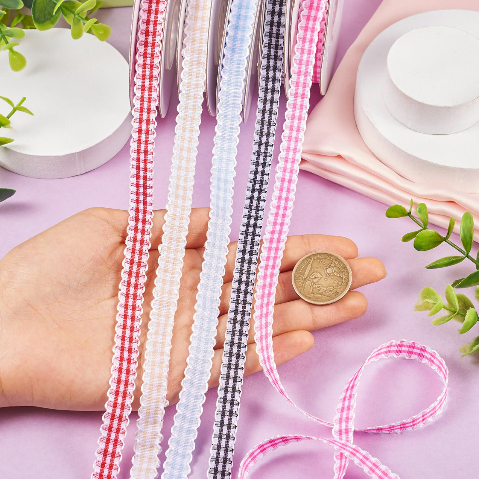 PH PandaHall Nastro A Strisce Da 4 Cm, Rosso, Bianco, Verde, 45,7 - Foto 7