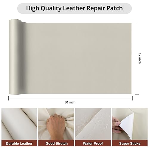 Miniatura 13 de Parche de reparación de cuero, cinta de reparación de cuero de 17 x 30 pulgadas, parches de cuero autoadhesivos grandes para muebles, sofás, asiento