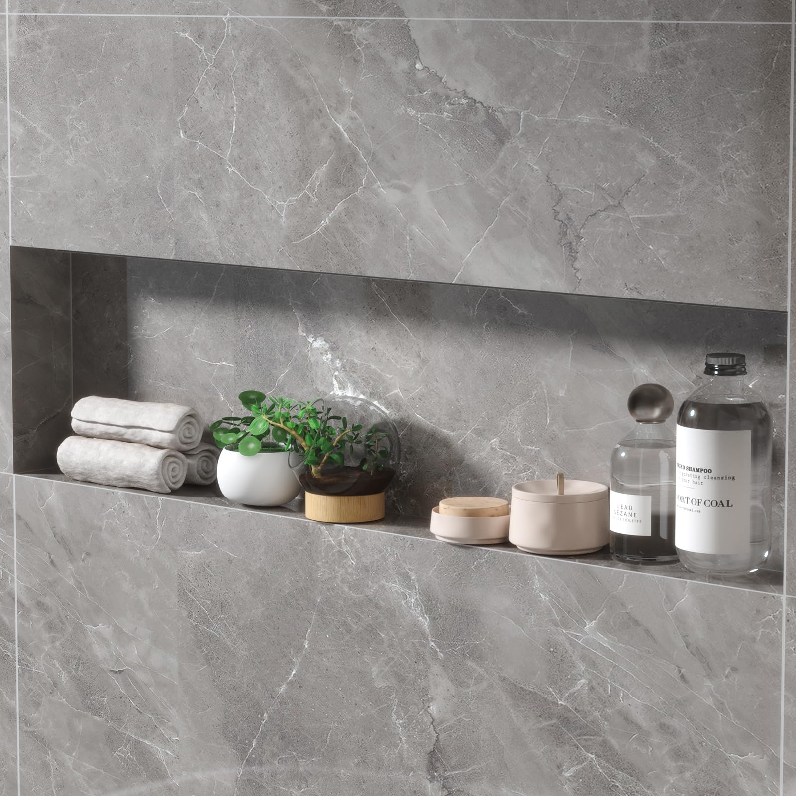 Uni-Green Shower Niche Insert Tile Ready, 14"X50" Recessed Wall Shelf for Bathroom, Recessed Shower Niche for Bathroom Storage, Can DIY, Waterproof(Black)