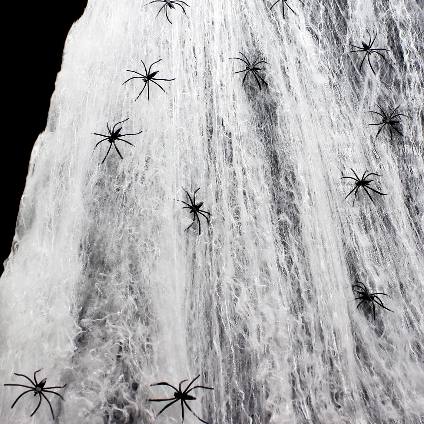 Hidreams 300 g Halloween Spider Web Decoration Spider Web Party Decoration, 60 Horror Spiders, 100 Square Metres Stretchy for Spider Web Decoration, Carnival, Fancy Dress of Table House and Garden