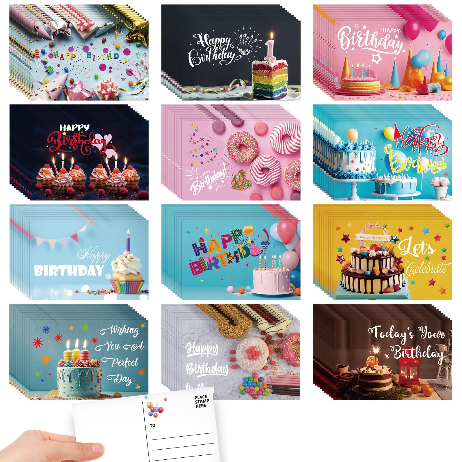 Kosiz 120 Pcs Birthday Cards Bulk 4 x 6 Inch