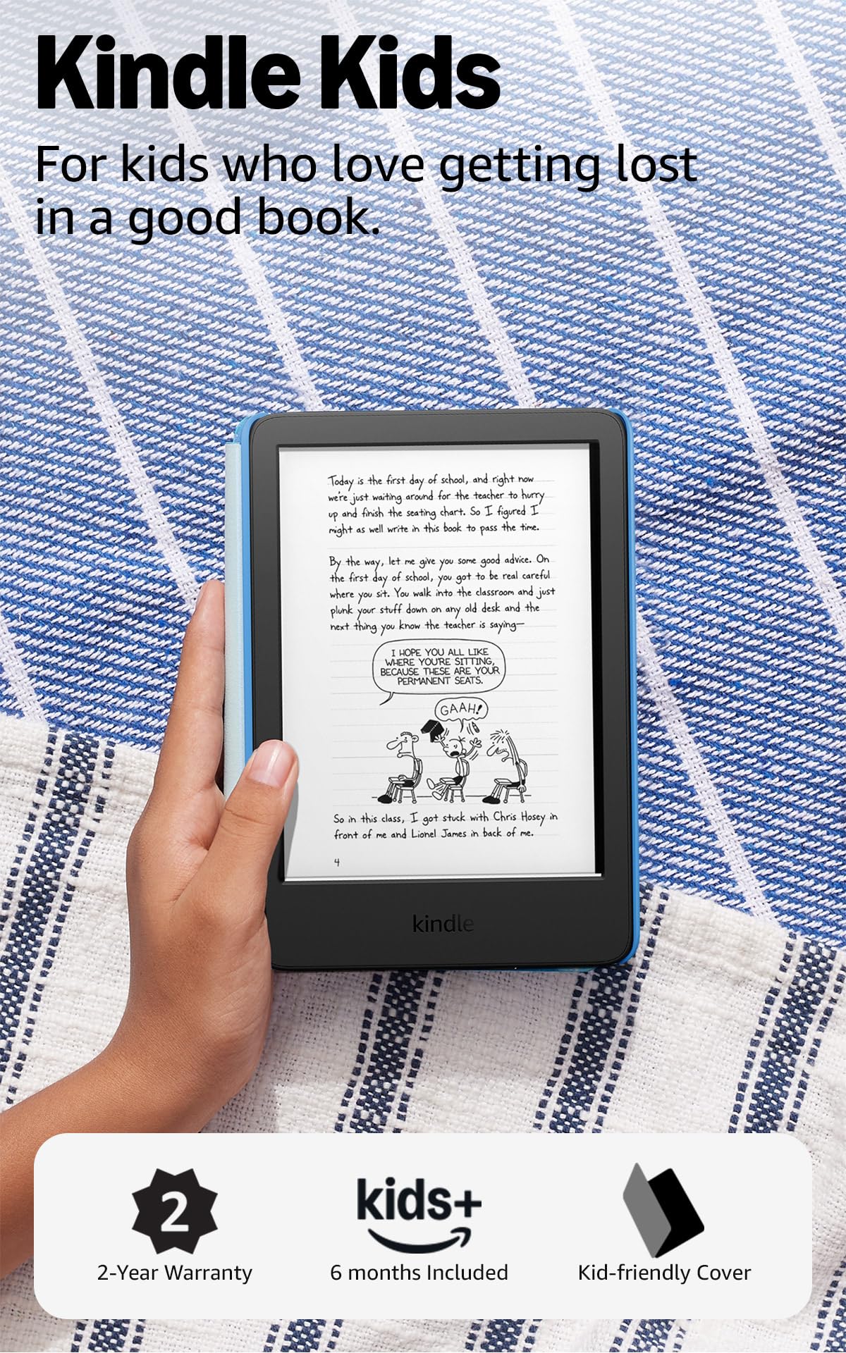 Amazon Kindle Kids 16GB (newest model) - If it breaks, we will replace it, includes ad-free books and cover, with glare-free