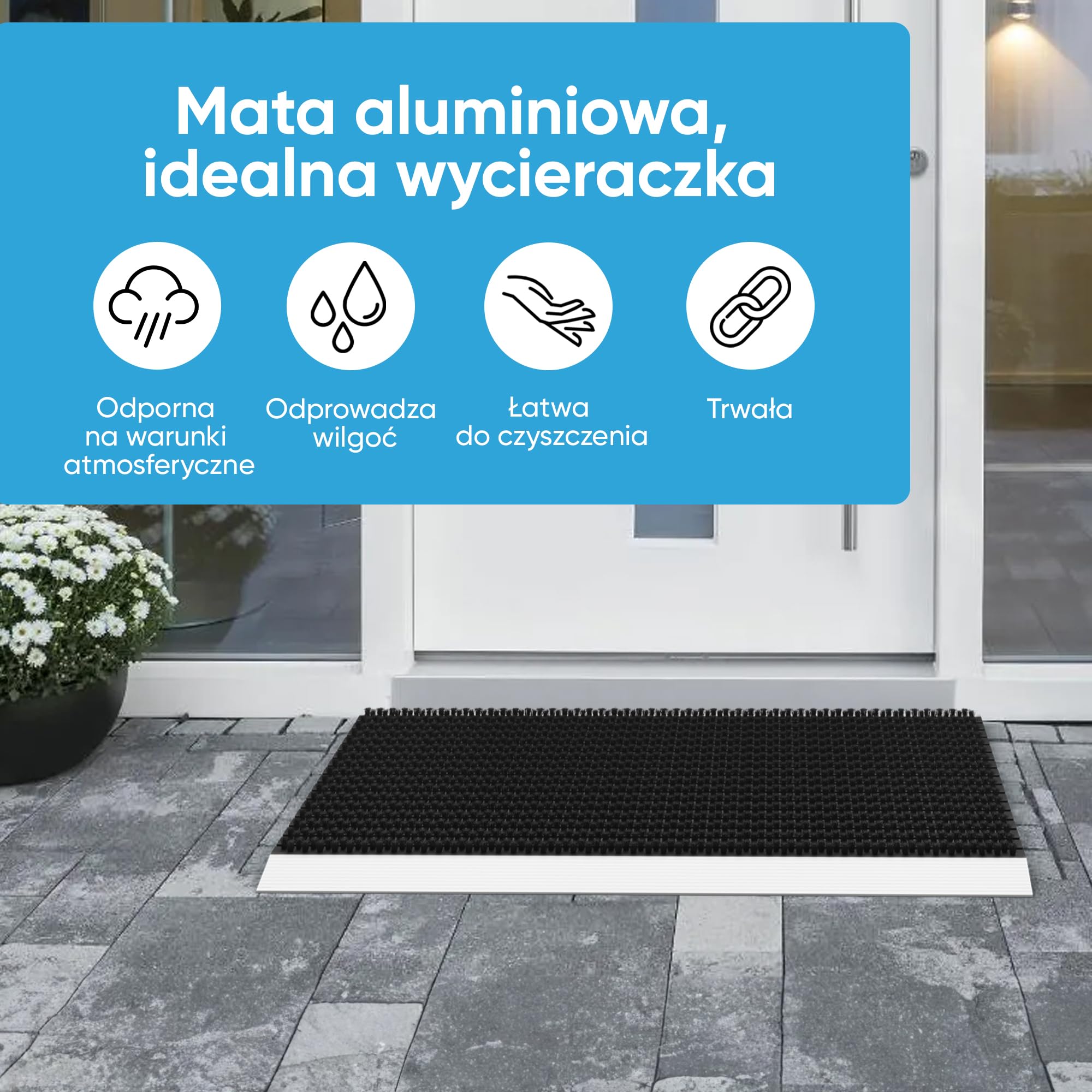 Zewnętrzna aluminiowa wycieraczka ze szczotkami czarna mata wychwytująca brud 40x60 cm wycieraczka zewnętrzna aluminiowa wycieraczka zewnętrzna skrobaczka do butów przed wejściem mata ze szczotkami