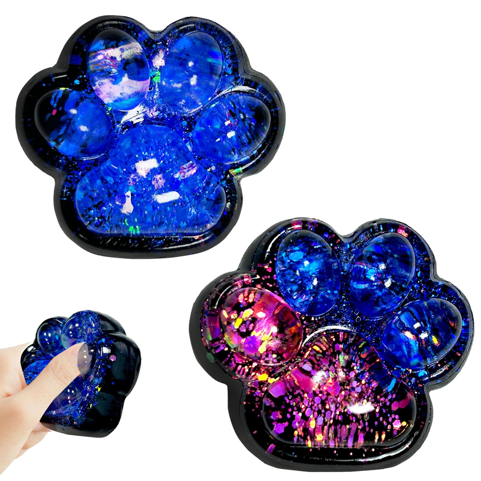 Cat Paw Squishy, 2PCS Fufu Squishy Fidget Toys, Cat Paw Squeeze Toys, Stress Relief Squishy Toys, Gifts for Adults