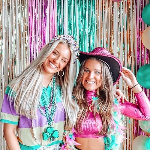 Miniatura 6 de Diadema de Mardi Gras para mujer, accesorios de carnaval de Mardi Gras, corona de flor de lis, diadema con diamantes de imitación, diadema anudada