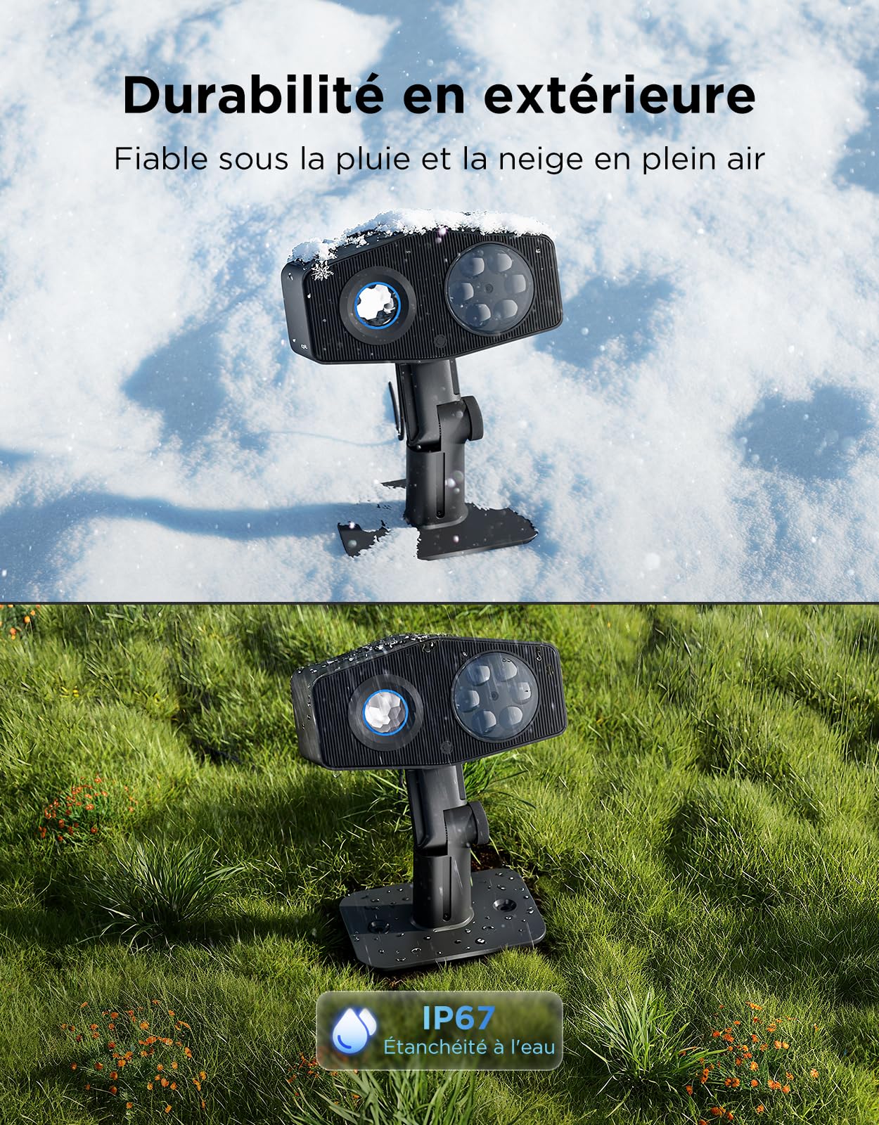 Govee Projecteur de Flocons de Neige Extérieur, Projecteur Intelligent d'ondulations d'eau, Lampe de Jardin étanche, 58 Modes Scène et 20 Images Projetées, Alexa, Matter et Google Assistant Compatible