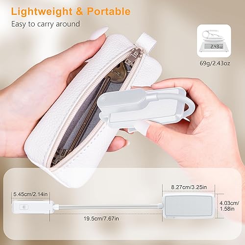 Miniatura 48 de Gritin Luz de libro recargable de 16 LED para leer en la cama, cuidado de los ojos, 3 temperaturas de color, brillo de atenuación continua, 80 horas