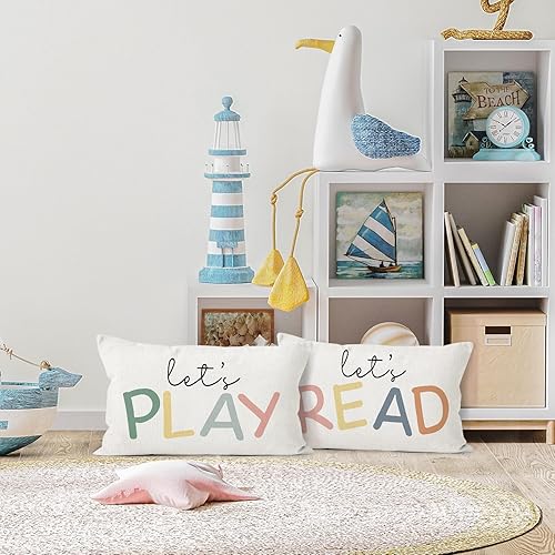 Miniatura 3 de HIWX Juego de 2 fundas de almohada decorativas de 12 x 20 pulgadas para sala de juegos para niños, para sala de juegos, sala de juegos, habitación