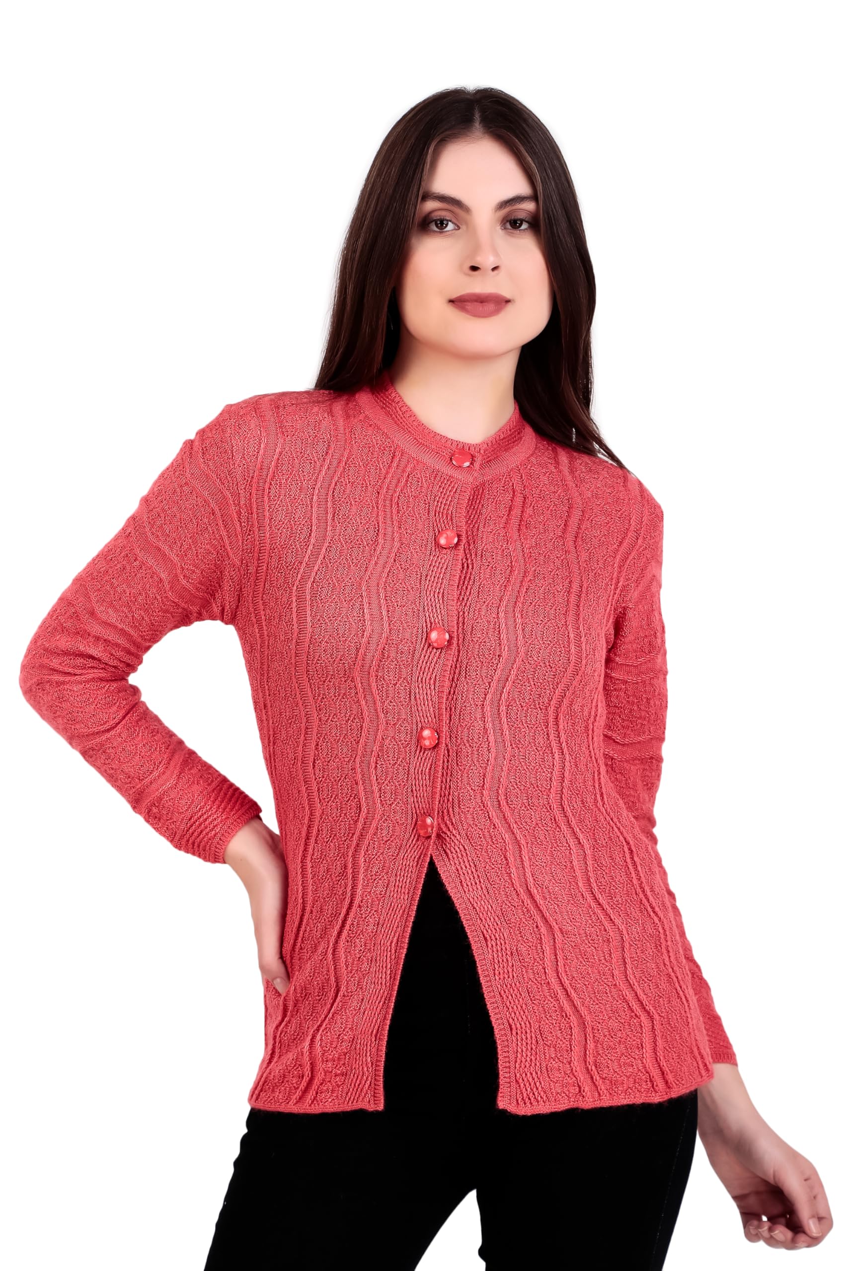 brazo Women’s Pure Wool Button-Down Cardigan | Warm Winter Knitwear with Full Sleeves & Round Neck | Stylish Colors Sweater for Casual & Office Wear-picture-16