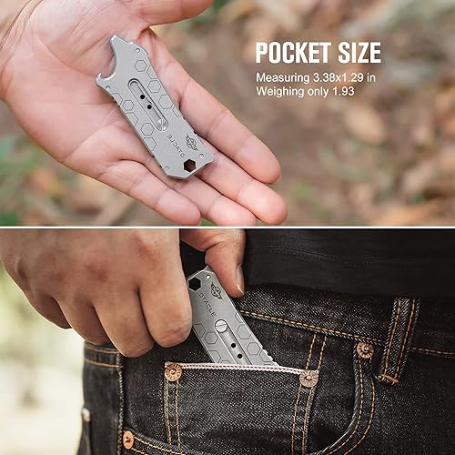 Miniatura 7 de OKNIFE Cuchillo plegable táctico Freeze EDC con hoja Wharncliffe de acero de 60.6 in con cuchillo retráctil Otacle EDC, cuchillo de afeitar para