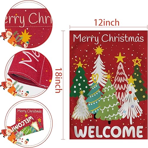Miniatura 2 de Decoraciones de Navidad  Bandera de jardín de bienvenida para árbol de Navidad  Suministros de decoración de fiesta de Navidad para exteriores,