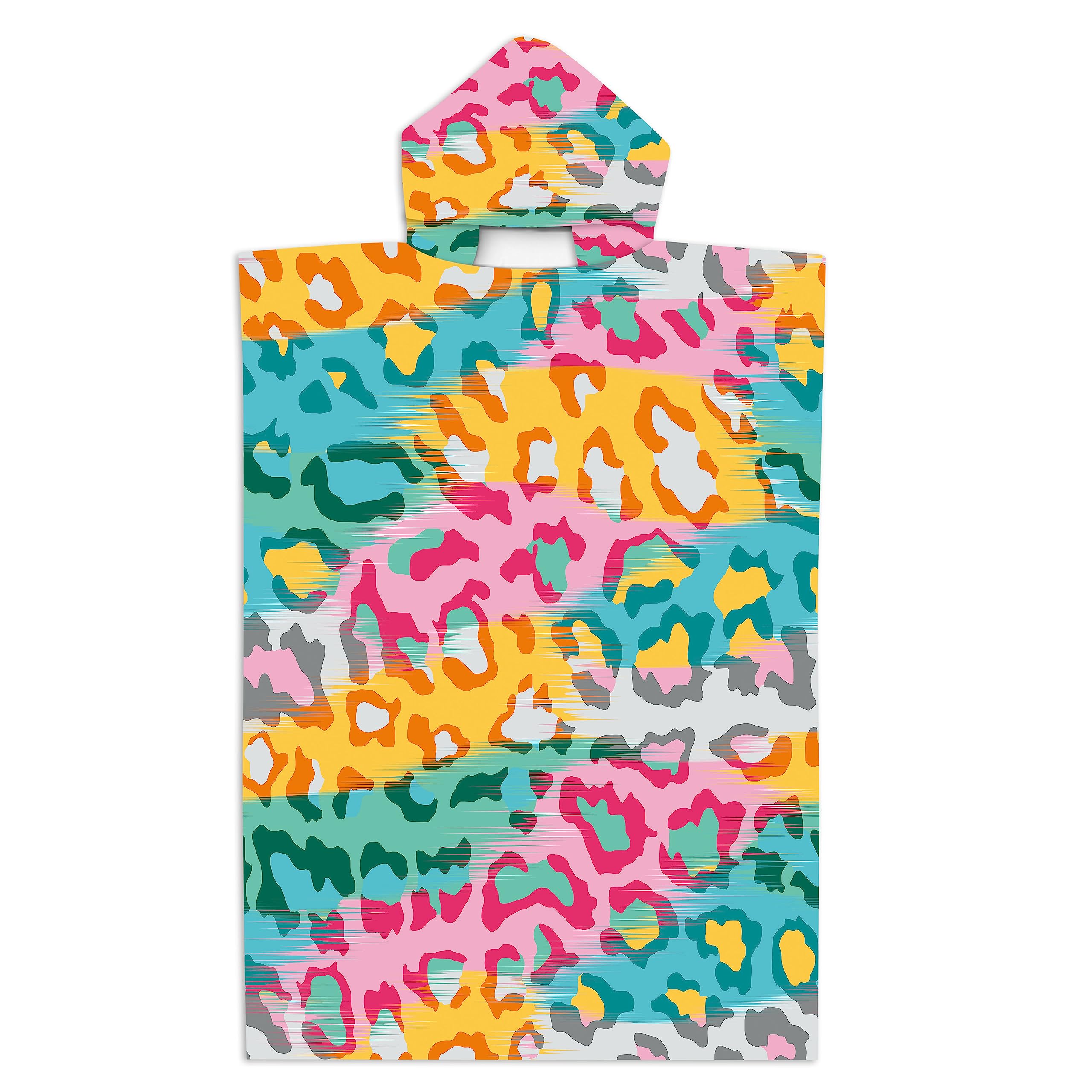 FANSU Changing Robe Towel Poncho Hooded for Kids Adults, Soft Microfiber Towel Poncho with Hood Surf Poncho Towel Robe with Snap Button for Men Women Children Swimming (74 * 110cm,leopard print)