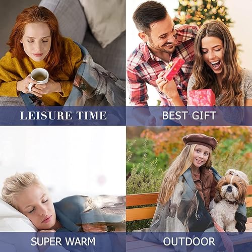 Miniatura 5 de Manta de caballo, suave y cálida manta de felpa de forro polar de 60 x 50 pulgadas, manta de franela suave y acogedora para cama, sofá, oficina,