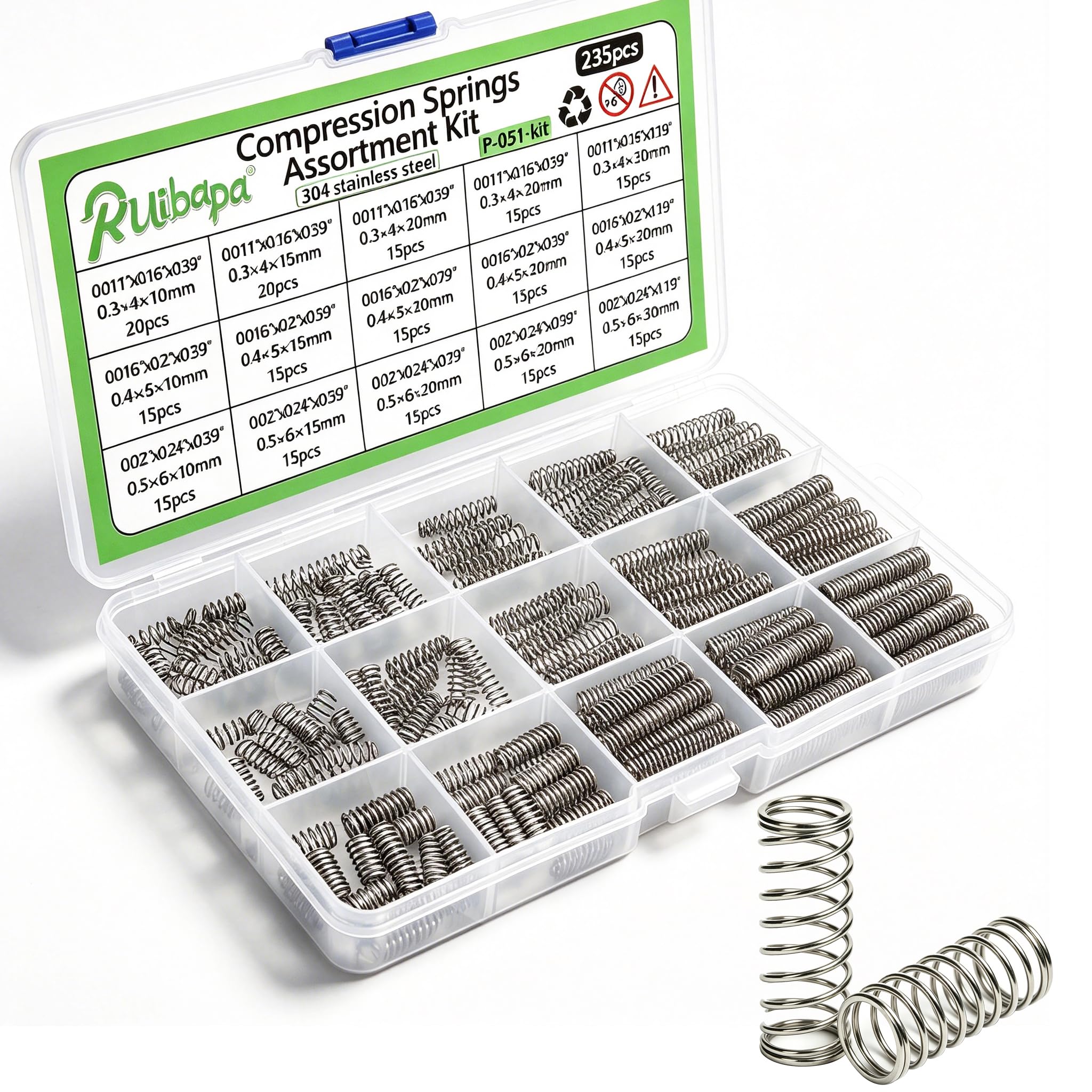 200PCS Spring Assortment Kit Zinc Plated Extension and Compression Springs Kit with 20 Different Sizes for Home Repairs & DIY — Amazon image 9