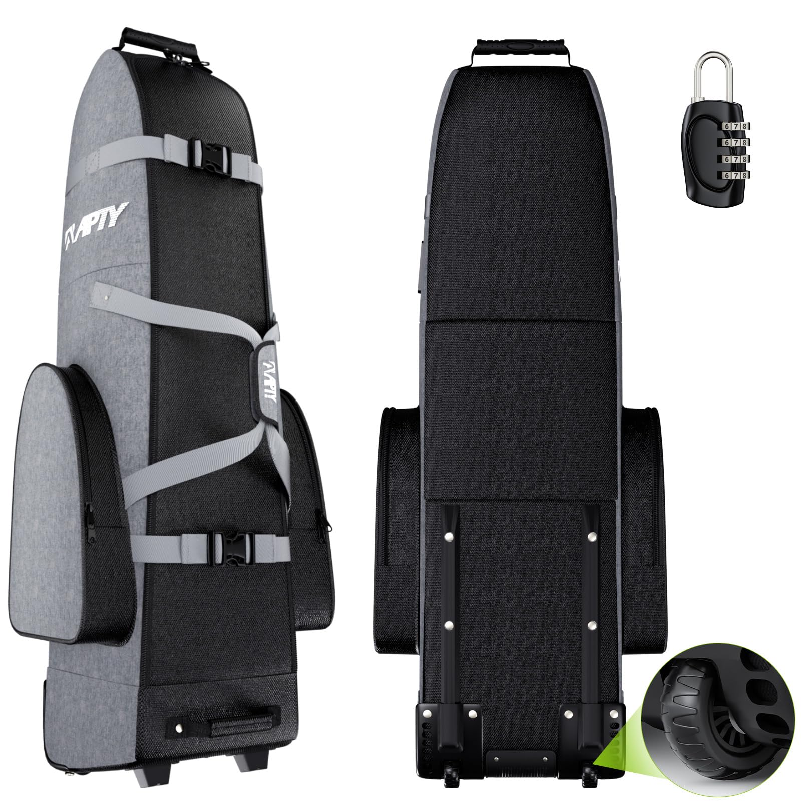 Padded Golf Club Travel Bag with Wheels, Golf Luggage Cover Case for Airline - with Luggage Lock, Waterproof Coating Layer, 1200D Wear-Resistant Oxford, Universal Size