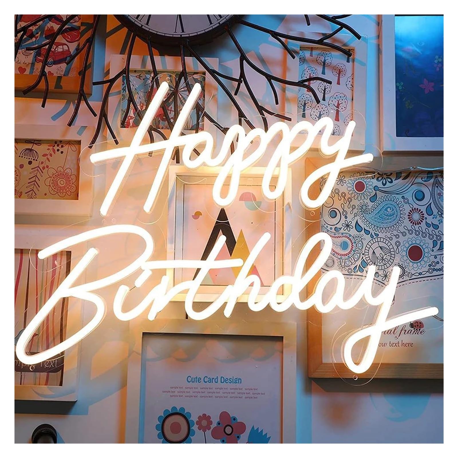 Insegna Luminosa LED 'Buon Compleanno' Con 10 Livelli Di Luminosità, 57x35 Cm, Acrilico, Dimmerabile, Per Feste E Decorazione Parete