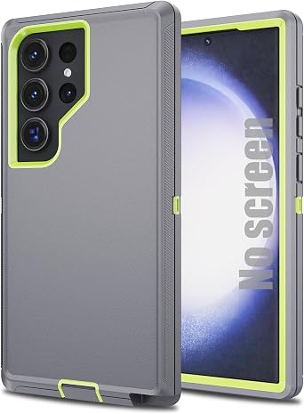 for Samsung Galaxy S23 Ultra Case, Military Grade 3 in 1 Full Body Shockproof Dust/Drop Proof Heavy Duty Protection Cover, Compatible with Samsung Galaxy S23 Ultra 6.8 Inch, Green+Grey