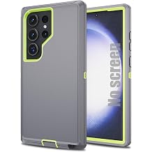 for Samsung Galaxy S23 Ultra Case, Military Grade 3 in 1 Full Body Shockproof Dust/Drop Proof Heavy Duty Protection Cover, Compatible with Samsung Galaxy S23 Ultra 6.8 Inch, Green+Grey