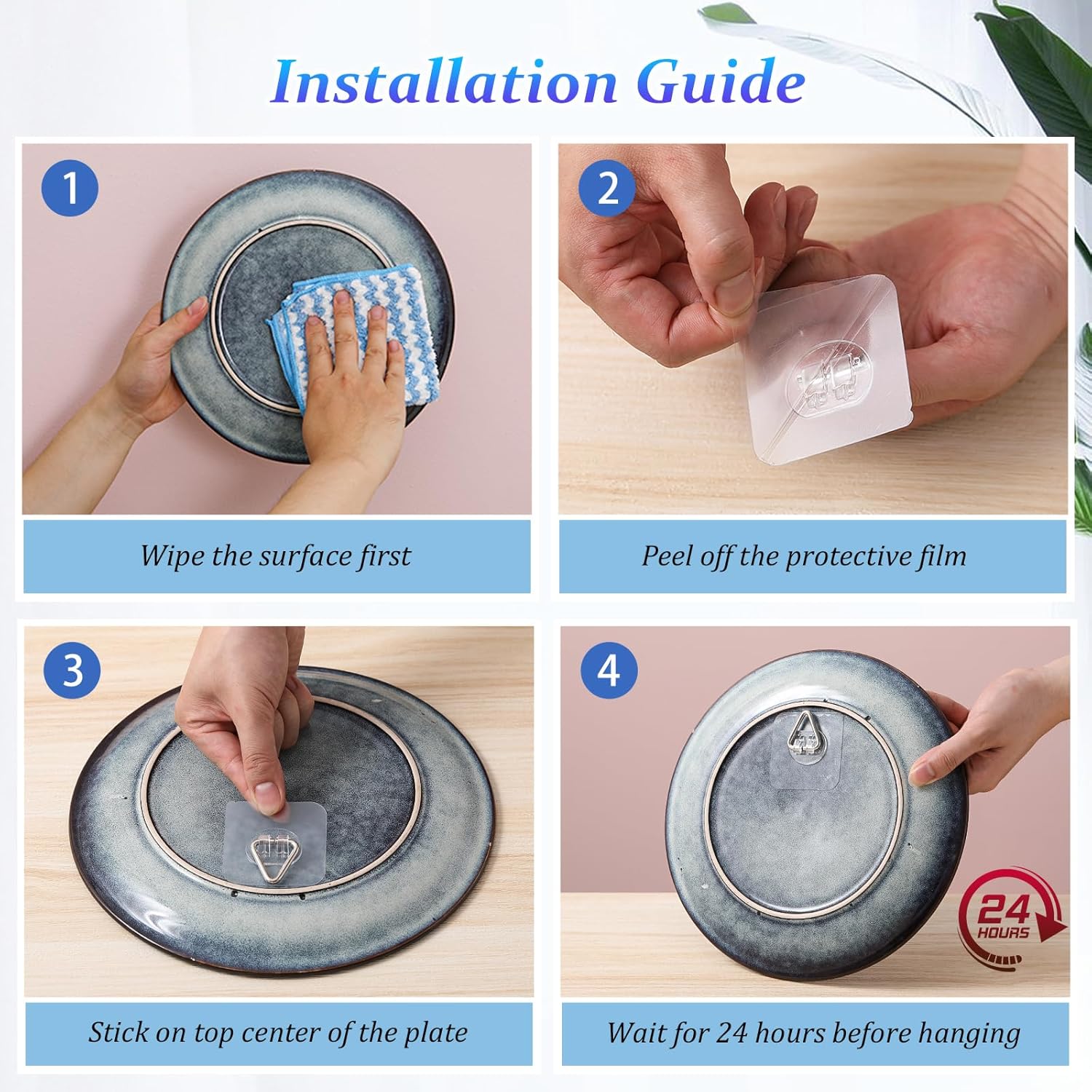 Wall Plate Hanrs for Display - Invisible Adhesive Picture