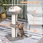PawHut 36" H Large Cat Scratching Post for Indoor Cats, Bold Cat Tree Multi-Level Kitty Tower with Sisal Mat Scratch Rope, Pet Bed, Removable Cushion, Perch, Grey