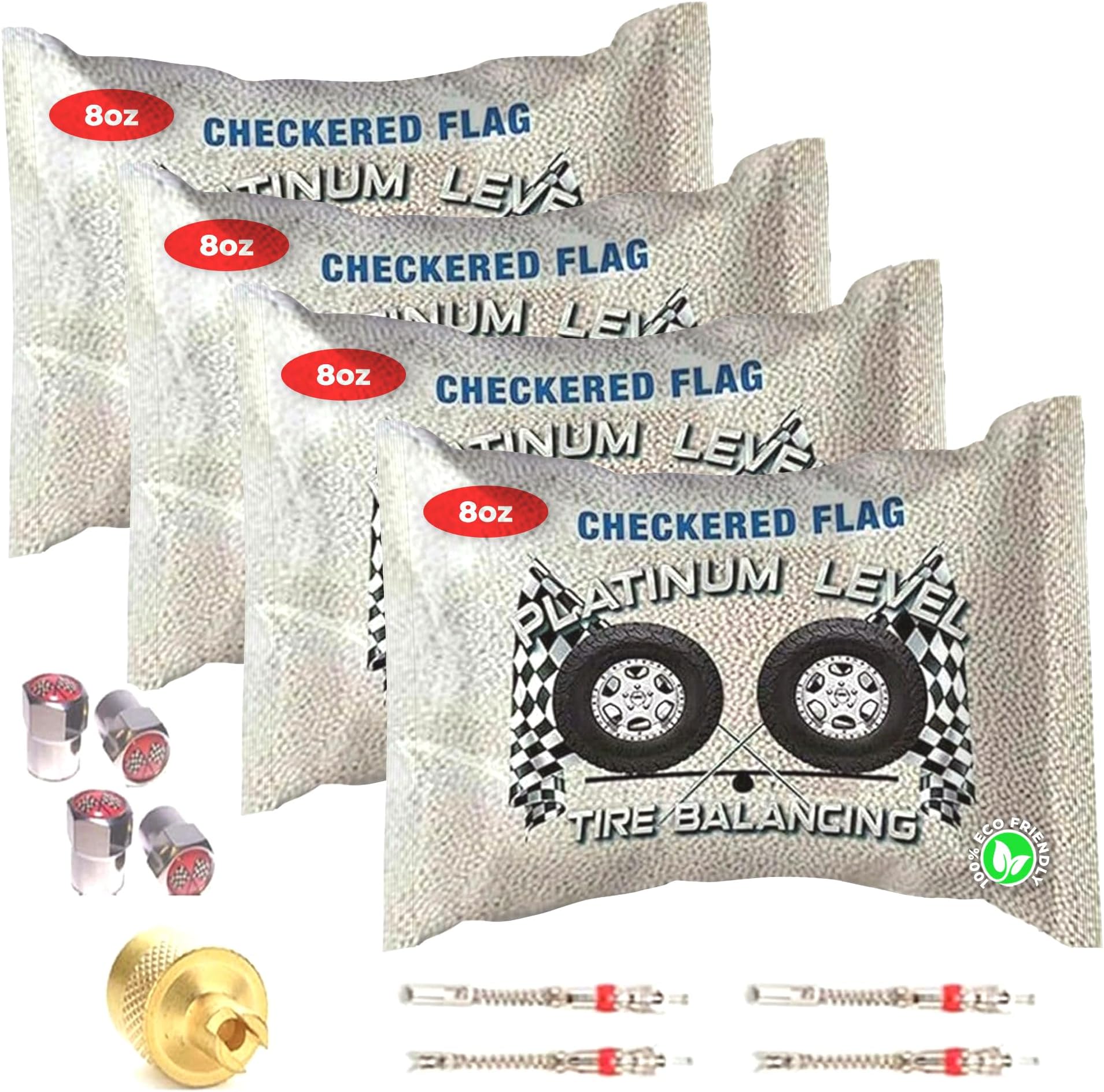 Checkered Flag Tire Balance Beads 6oz Bags Set of 4