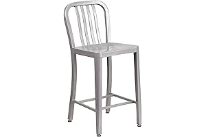 Flash Furniture 24" Commercial Grade Metal Counter Height Stool with Footrest, Modern...