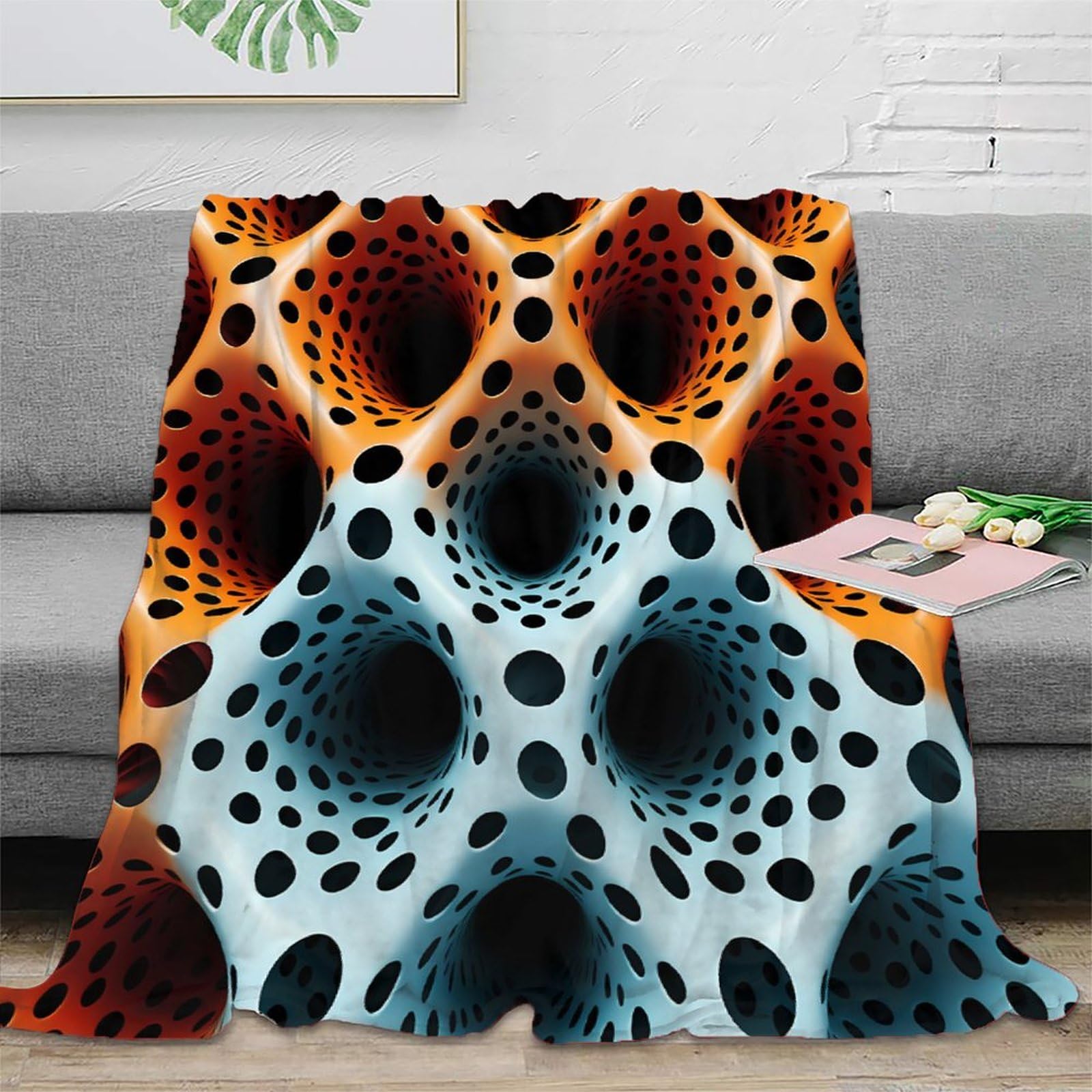 Plaid chaud 3D géométrique en microfibre pour des soirées cocooning en famille