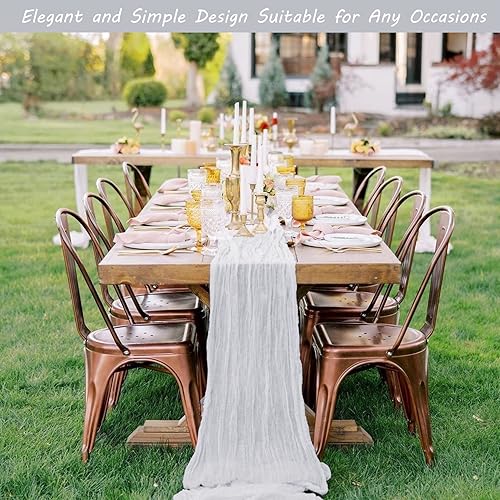 Miniatura 7 de Paquete de 12 caminos de mesa de gasa de 13 pies de 35 x 157 pulgadas, camino de mesa de gasa bohemio largo camino de mesa rústico para boda,