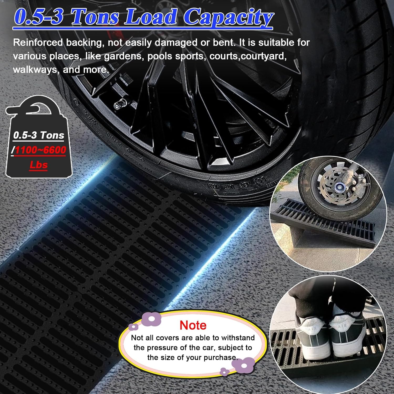 排水プレート | クリナップオンラインショッピング ドレングレート 排水格子 ポリマープラスチック製屋外排水口カバー、 歩道用 パティオ用 家側用 溝型排水口格子、 角型 埋め込み式