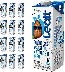 KIT 12 BEBIDA VEGETAL DE AMÊNDOAS LEATT 1L SEM AÇÚCAR