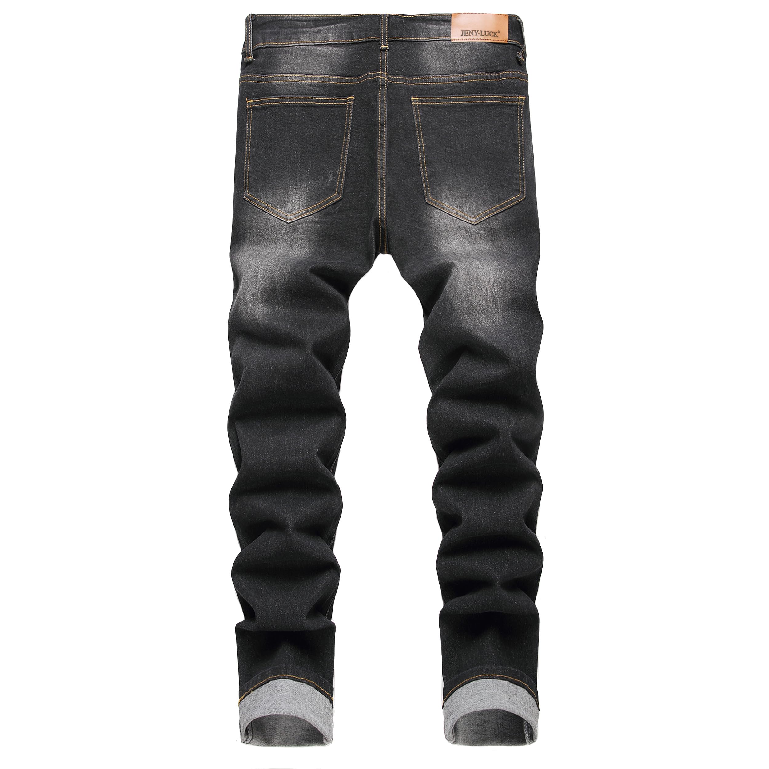 Pantalones vaqueros ajustados para hombre, ajustados, ajustados, ajustados, ajustados, de pierna recta regular, pantalones vaqueros de cintura flexible, pantalones vaqueros informales para