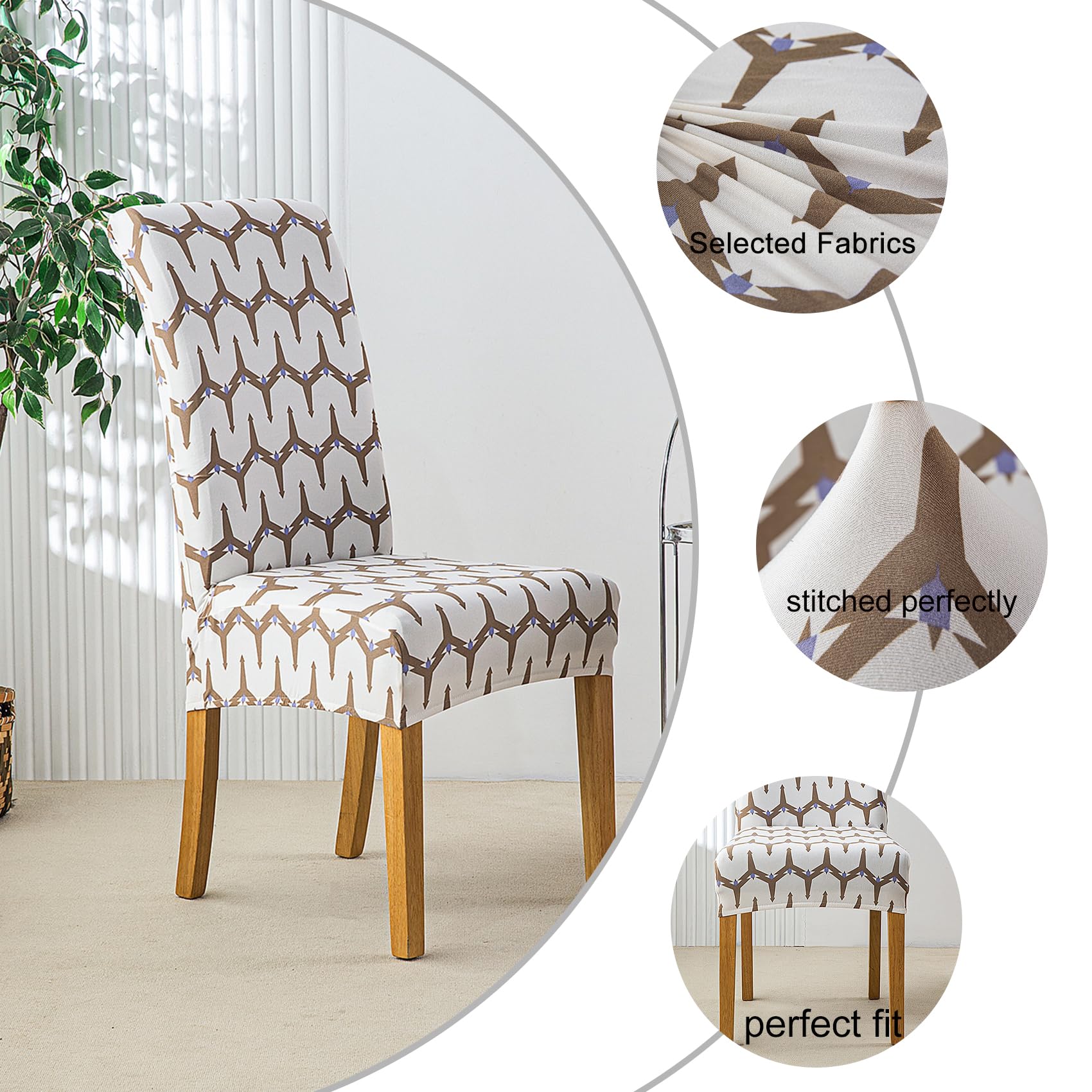 HZDHCLH Chair Covers Slipcovers 4/6 PCs Stretch Removable Washable Short Dining Chair Protector Cover Seat for Hotel,Dining Room,Ceremony (Spikes,4 PCS) - Image 2