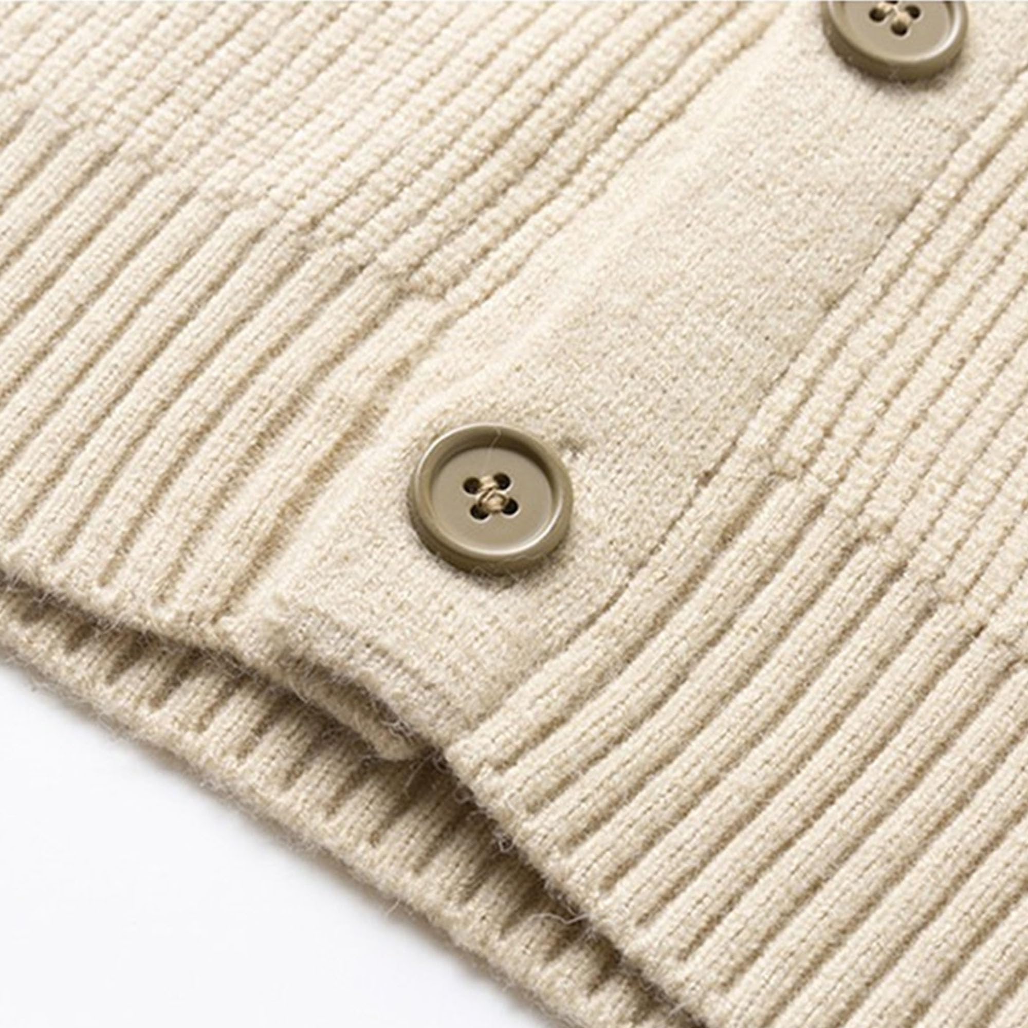 Męski sweter z dzianiny z kołnierzykiem polo z długim rękawem | Klapa, luźny krój, jednolity kolor, jednorzędowy, elastyczny, ciepły, prążkowany spód, strój do biura biznesowego