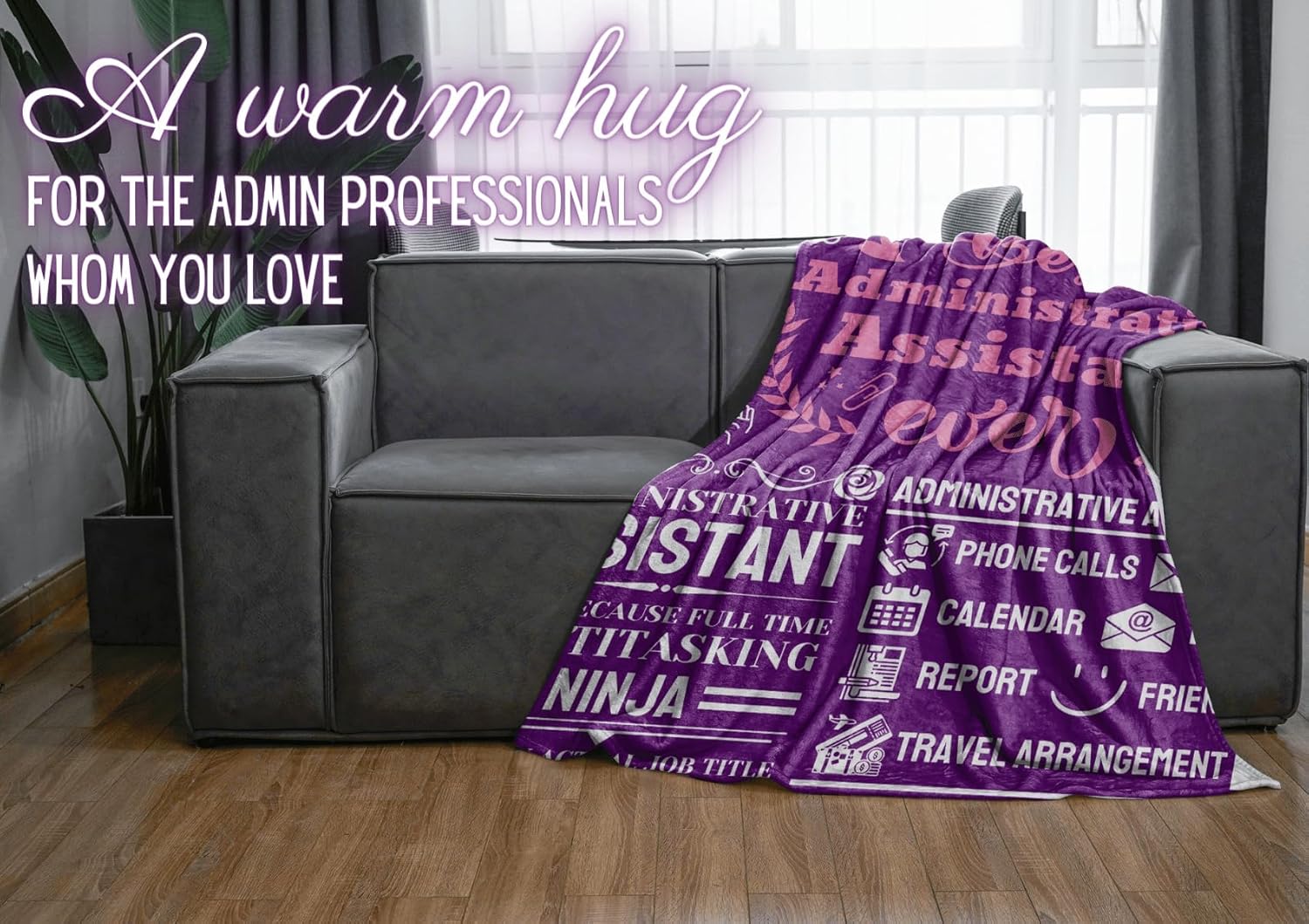 InnoBeta Administrative Professional Day Gifts for Administrative Assistant, Bed Flannel Plush Blanket (50"x 65") for Women - Best Ever - Violet - Image 6