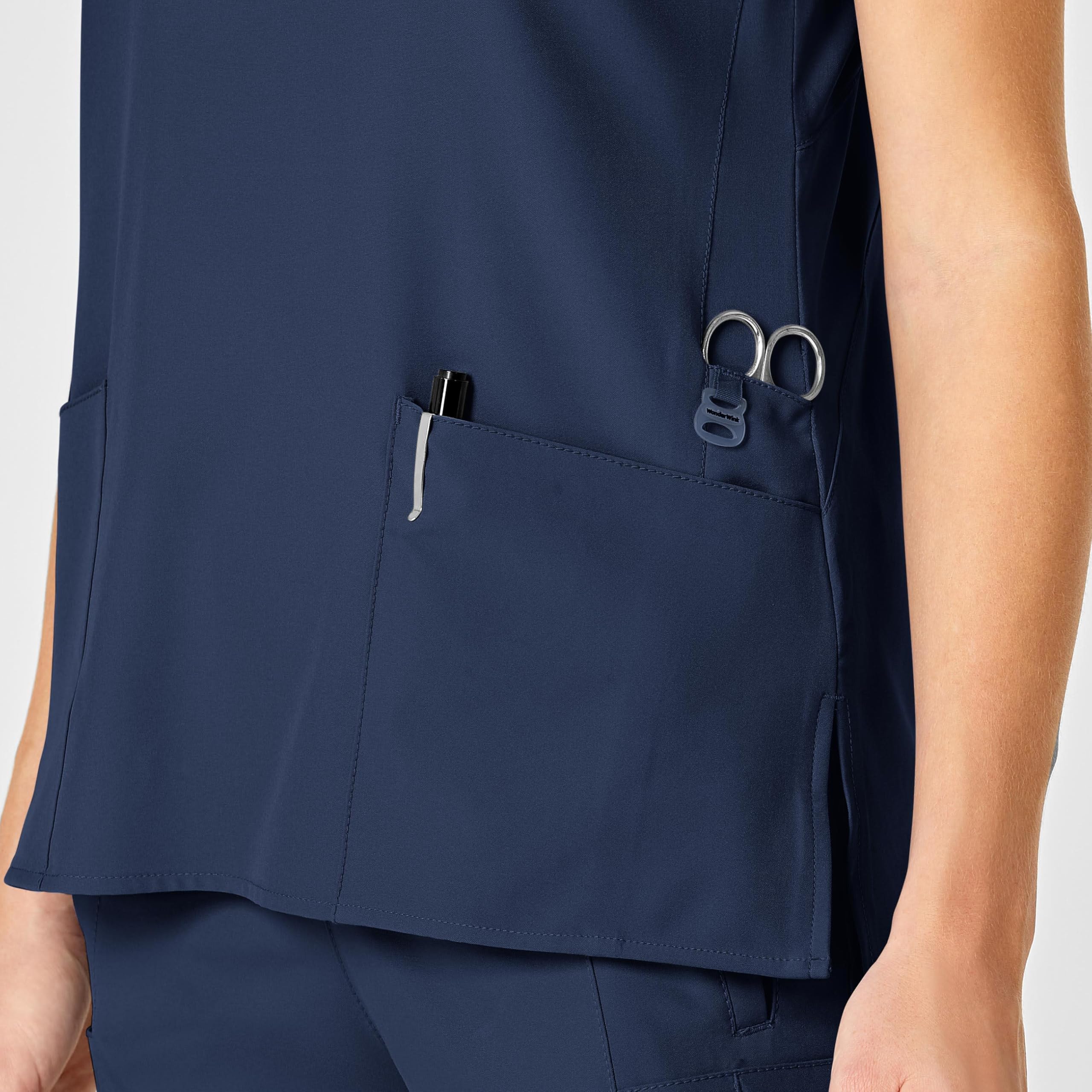 WonderWink W123 Women's Flex Back Stylized V-Neck Scrub Top, Navy, 5X