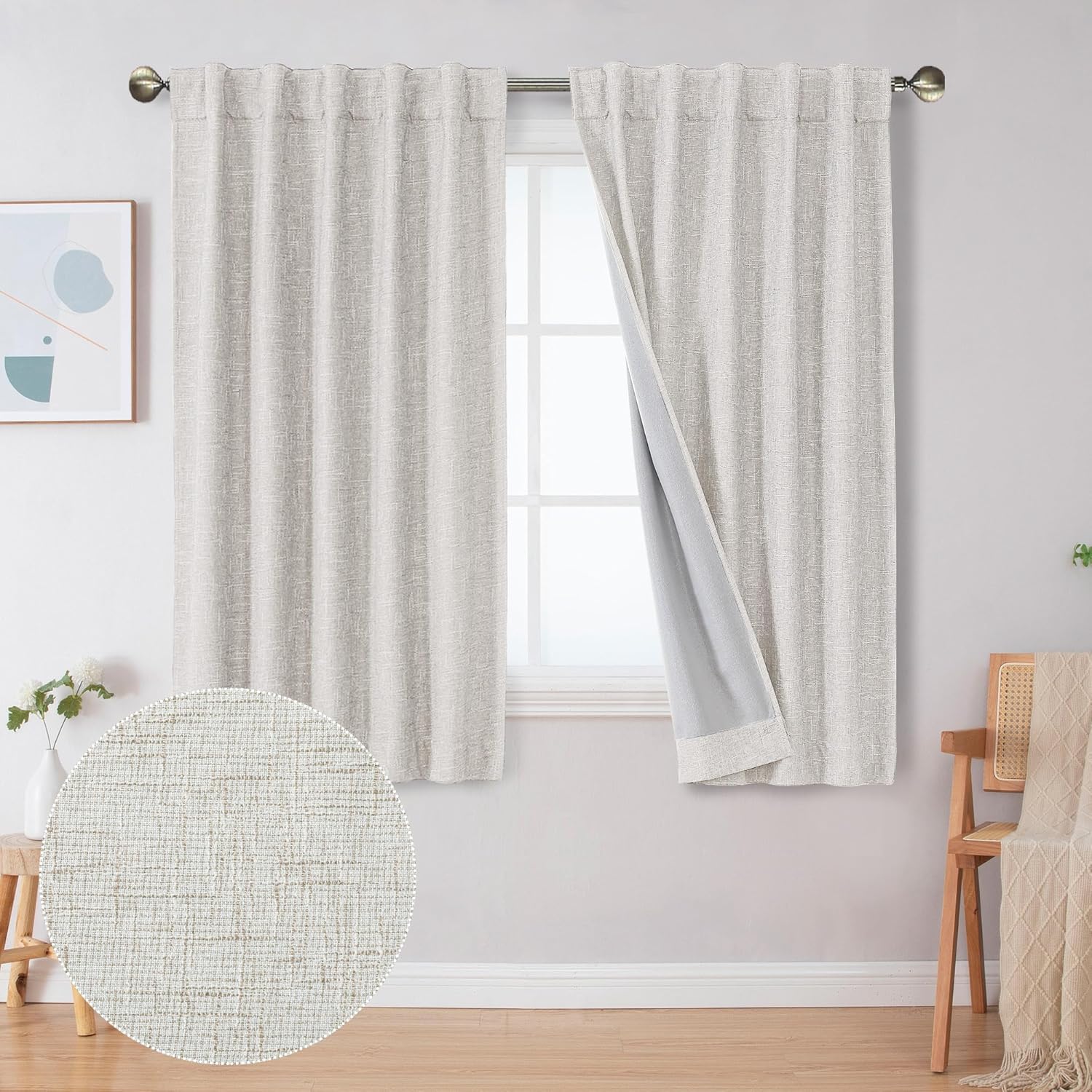 Simplebrand Wallis 100 Blackout Faux Linen Curtains 54