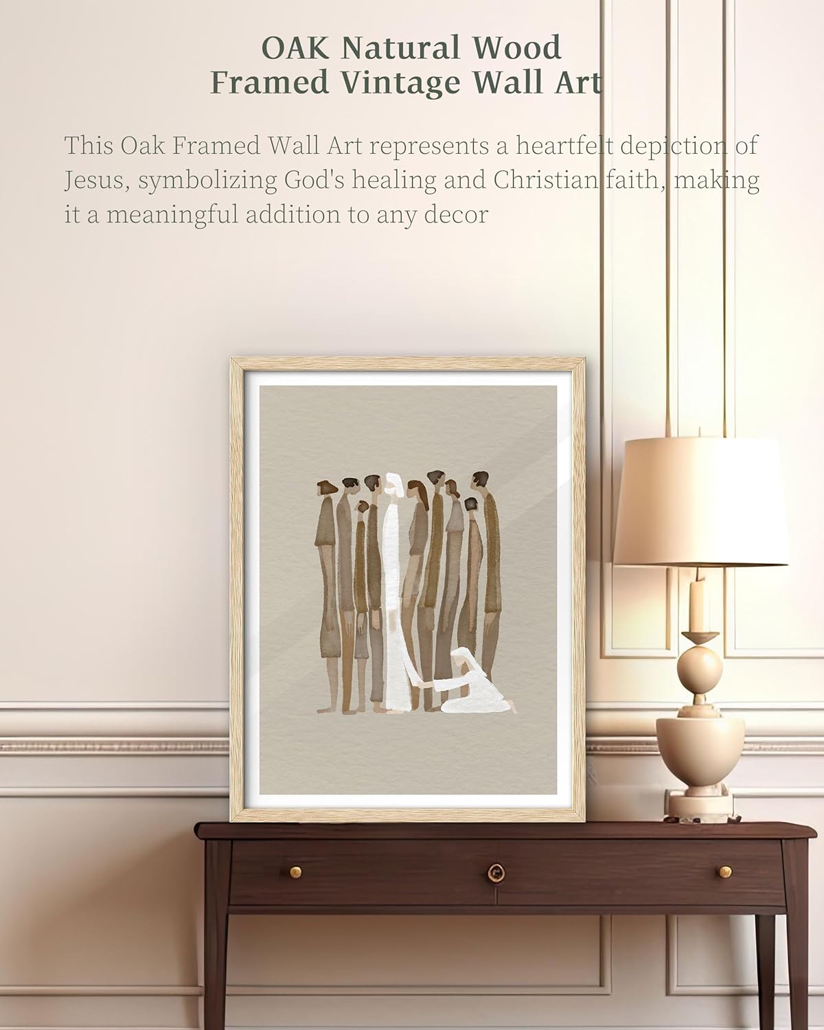 oak wood framed christian wall art 12x16 canvas image showing scripture decor