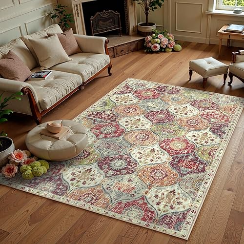 Miniatura 45 de Lahome Alfombra marroquí enrejada lavable, 2x6 alfombras de cocina para pasillos de 6 pies antideslizante, alfombra vintage para lavandería