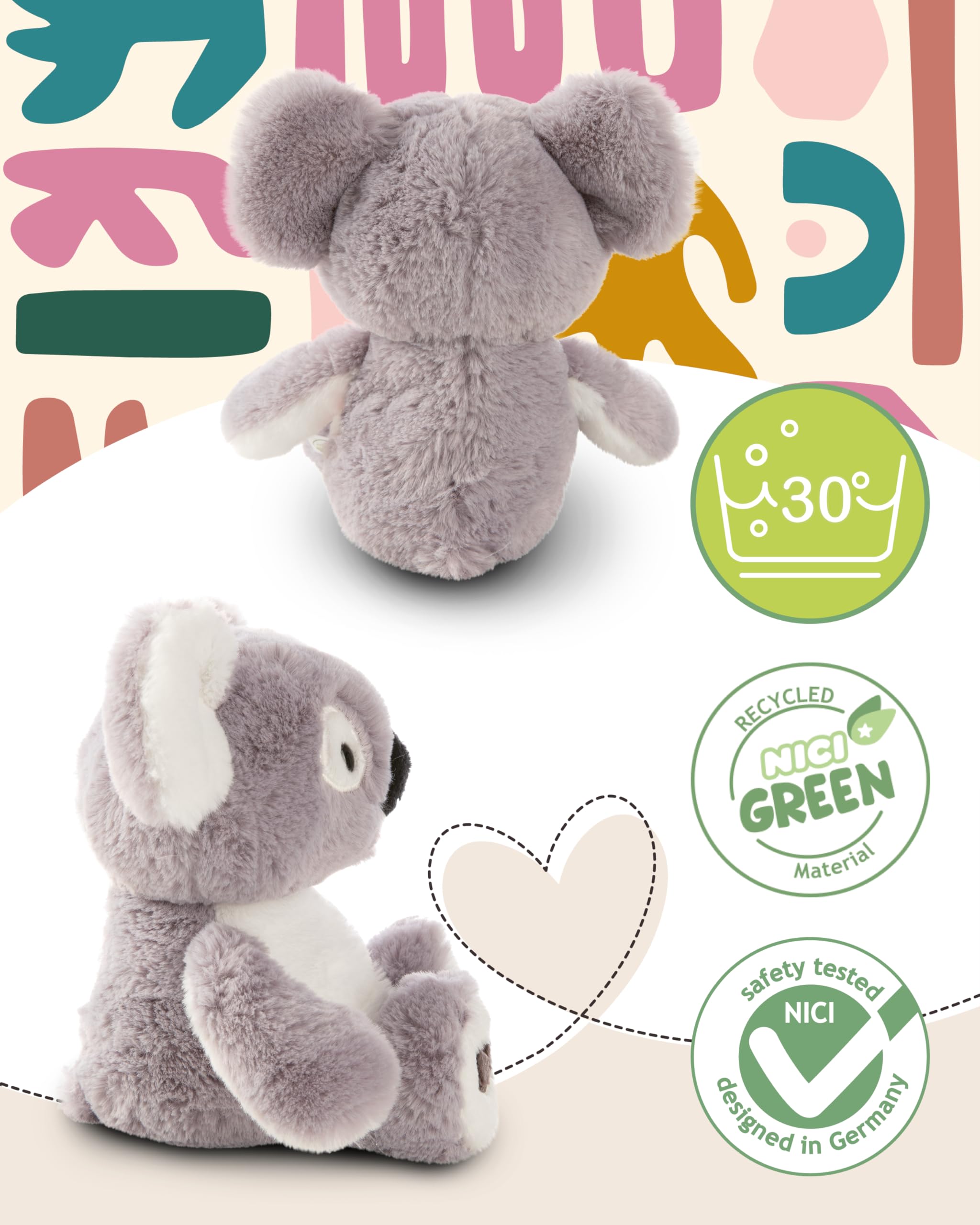 NICI Kuscheltier Koala Barry 50cm - grau - Stofftier aus weichem Plüsch, niedliches Plüschtier zum Kuscheln und Spielen, für Kinder & Erwachsene, tolle Geschenkidee - 61722