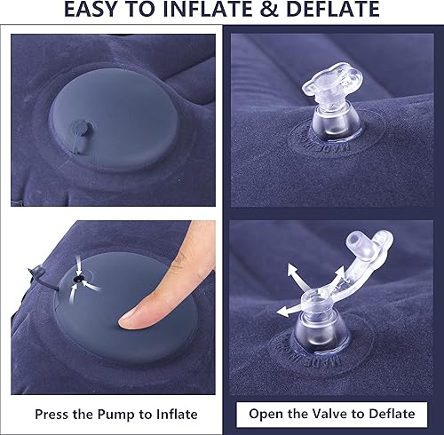 Miniatura 3 de Almohada inflable ultraligera para campamento, compresible, compacta, cómoda, ergonómica para soporte de cuello y lumbar mientras acampas,