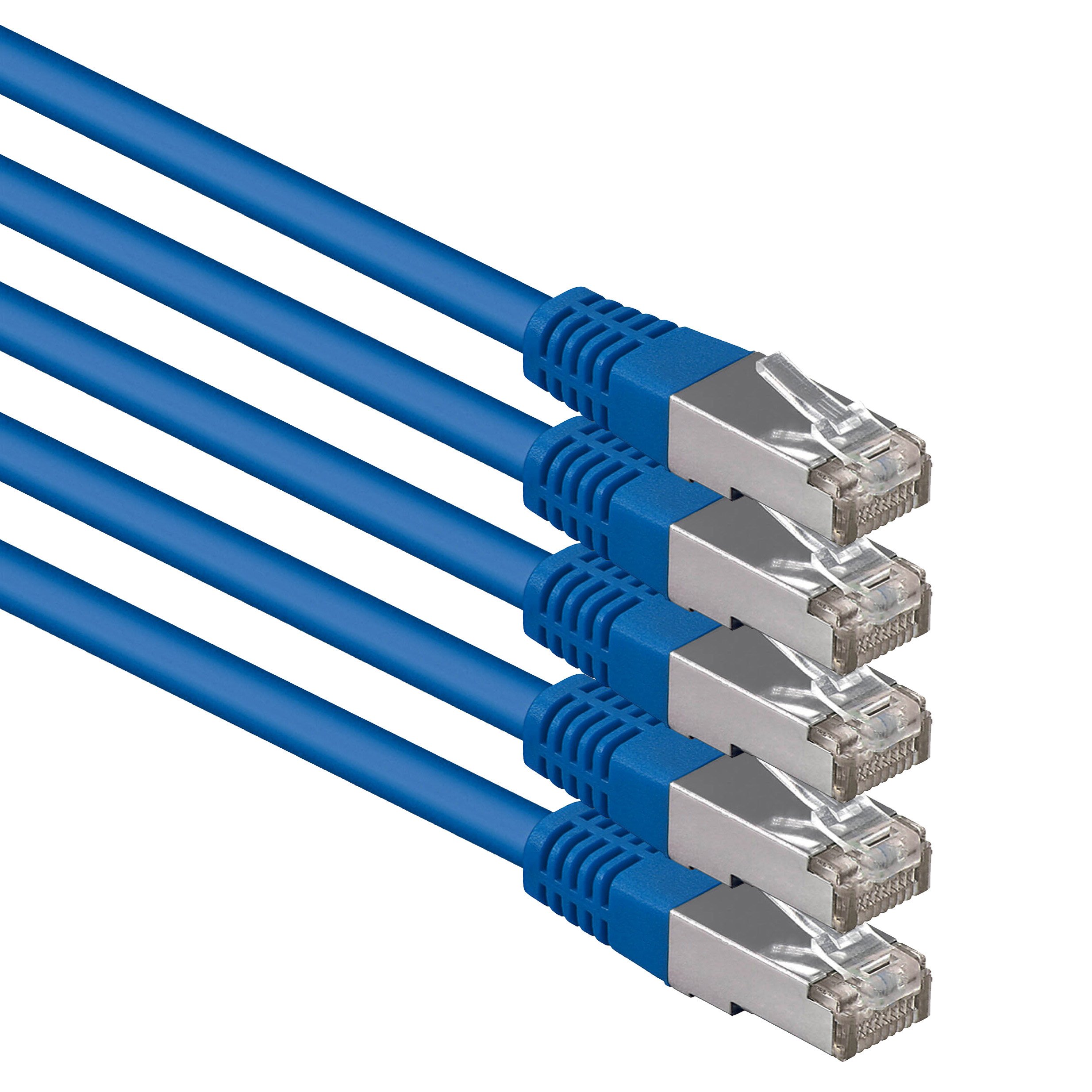 5m blau - 5 Stück Cat.6 Patchkabel Netzwerkkabel CAT6 S-FTP Gigabit LAN PIMF CAT 6 Kupfer CU Halogenfrei Internet DSL Spielkonsole Smart TV