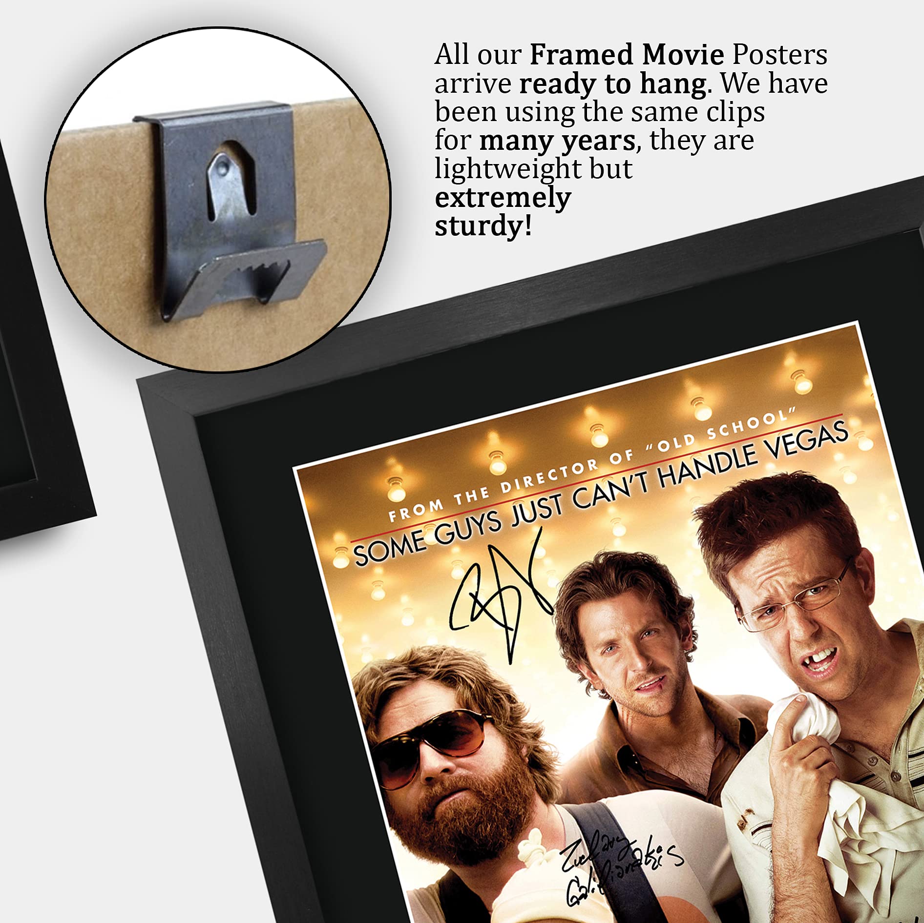 HWC Trading Poster mit Autogramm und Autogramm für Fans von Filmen und Fanartikeln, A3, gerahmt, Motiv: The Hangover 1 Bradley Cooper, Zach Galifianakis